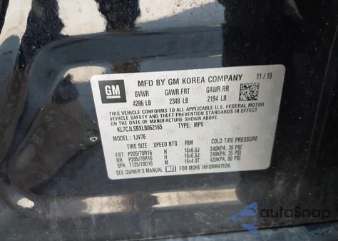 2020 Chevrolet Trax Fwd Lt from USA, damaged, VIN KL7CJLSBXLB062165